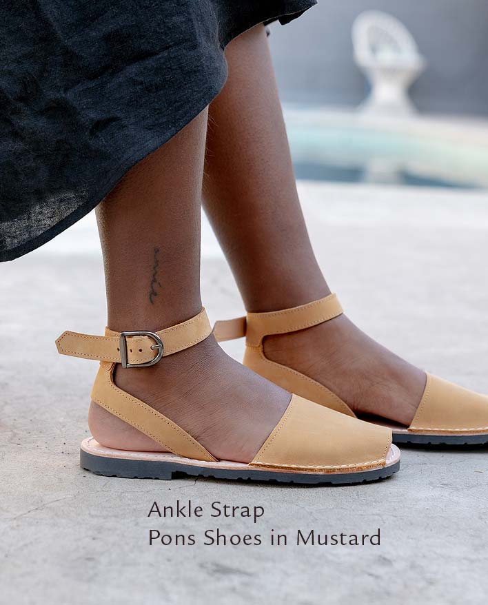 Pons Shoes Ankle Strap in Mustard