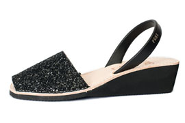 Wedge Glitter Black Avarcas