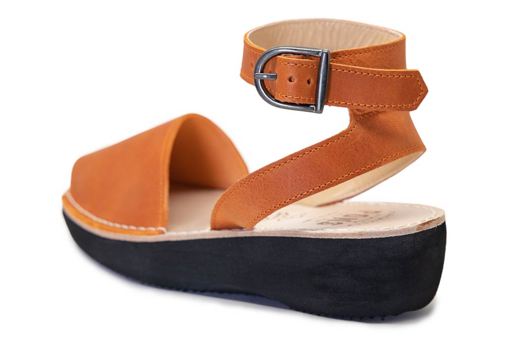 Pons Mediterranean Orange Avarca Sandals in Natural Leather for Women ...