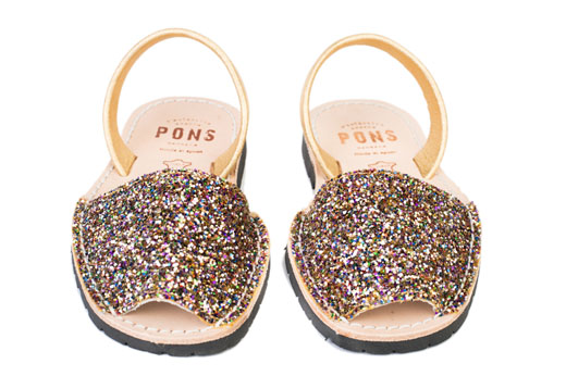 Pons Classic Style Glitter Multicolor Avarca Sandals for Kids | Avarcas USA