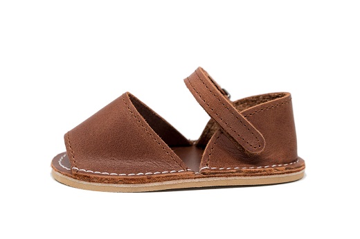 Pons Little Fraileras Brown Avarca Sandals in Natural Leather for Kids ...