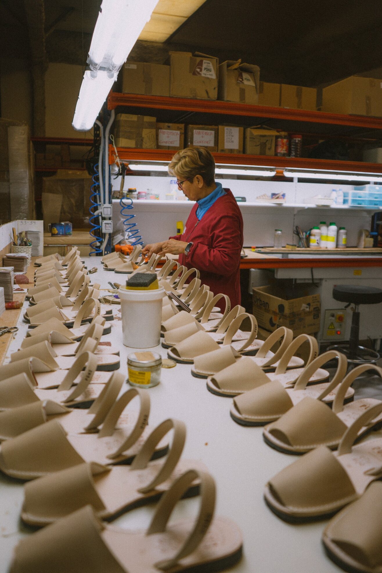 Tan 510 Classic Pons being assembled in the Menorca workshop